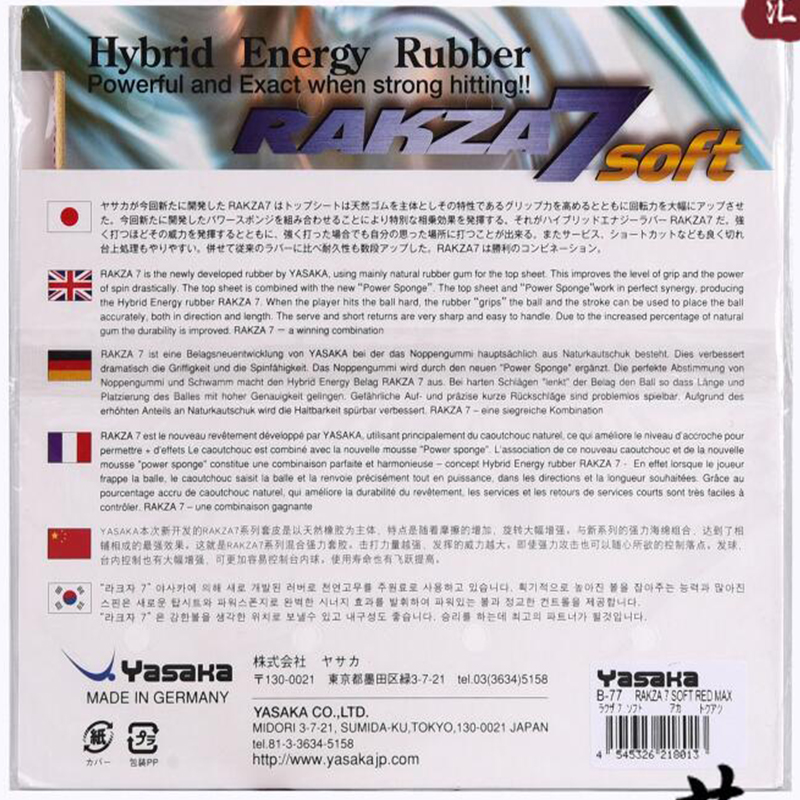 Originele yasaka RAKZA 7 zacht - Table Tennis Edge recensie en prijs